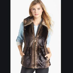 Ellen Tracy Faux Fur Vest, Brown, Xs - image 1